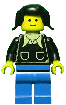 Patron - Black Torso with Pockets and Collar (Torso Sticker), Blue Legs, Black Pigtails Hair