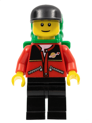 LEGO Red Jacket with Zipper Pockets and Classic Space Logo Black Cap (twn026) Town / City Minifigure