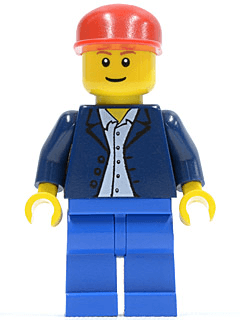LEGO Dark Blue Jacket Light Blue Shirt Red Cap (twn035) Town / City Minifigure