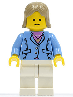LEGO Medium Blue Jacket Dark Tan Female Hair (twn040) Town / City Minifigure