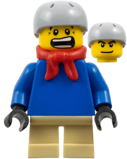 LEGO Plain Blue Torso with Blue Arms Tan Short Legs Bandana (twn058) minifigure