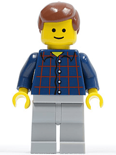 LEGO Plaid Button Shirt Reddish Brown Male Hair Standard Grin (twn069) minifigure