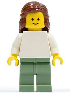LEGO Plain White Torso with White Arms Reddish Brown Female Hair Mid-Length (twn073) Town / City Minifigure