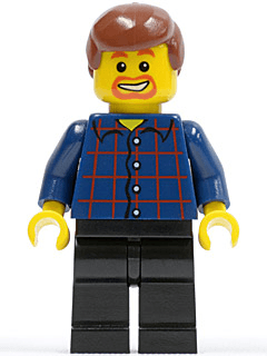 LEGO Plaid Button Shirt Reddish Brown Male Hair Dark Orange Goatee and Eyebrows (twn081) minifigure