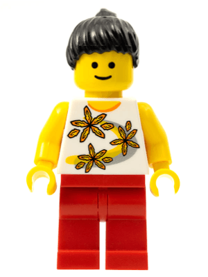 Yellow Flowers - Black Ponytail Hair, Red Legs