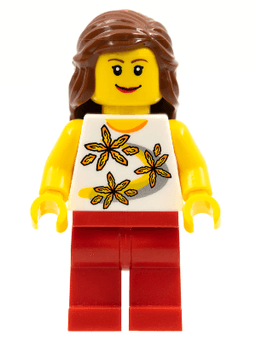 LEGO Yellow Flowers Reddish Brown Female Hair Mid-Length (twn089) minifigure