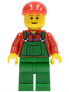 LEGO Overalls Farmer Green Red Short Bill Cap (twn115) minifigure