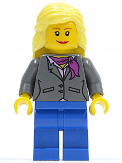 LEGO Dark Bluish Gray Jacket with Magenta Scarf Bright Light Yellow Female Hair Mid-Length (twn119) minifigure