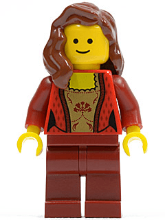 LEGO Female Corset with Gold Panel Front and Lace Up Back Pattern Reddish Brown Female Hair over Shoulder (twn137) minifigure