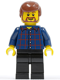 LEGO Plaid Button Shirt Reddish Brown Male Hair Reddish Brown Beard and Eyebrows (twn150) Town / City Minifigure