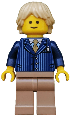 LEGO Businessman Pinstripe Jacket and Gold Tie Tan Tousled and Layered Hair (twn191) Town / City Minifigure
