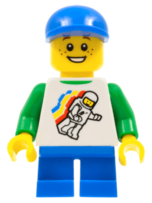 LEGO Classic Space Minifigure Floating Pattern Blue Short Legs Blue Short Bill Cap (twn224) Town / City Minifigure