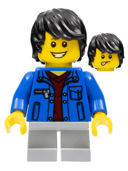 LEGO Boy Denim Jacket Light Bluish Gray Short Legs (twn244) minifigure