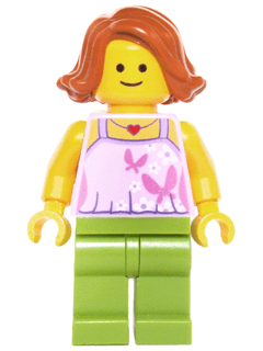 LEGO Mom Bright Pink Top with Butterflies and Flowers Lime Legs (twn249) minifigure