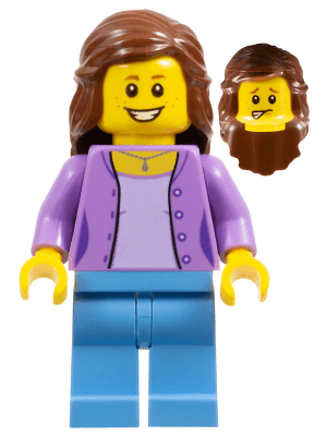 LEGO Medium Lavender Jacket over Lavender Shirt Reddish Brown Female Hair Mid-Length (twn280) Town / City Minifigure