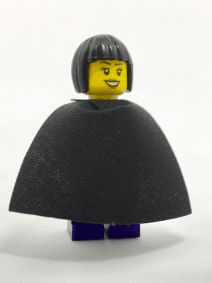 LEGO Female Dark Purple Blouse with Gold Sash and Flowers Dark Purple Legs Black Bob Cut Hair (twn281) Town / City Minifigure