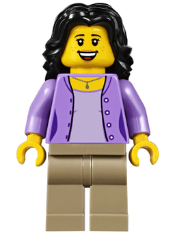 LEGO Mom Medium Lavender Jacket over Lavender Shirt Black Hair (twn290) minifigure