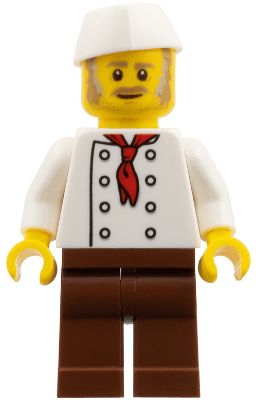 LEGO Chef Moustache Dark Tan and Gray Sideburns Stubble No Wrinkles Front or Back (twn310a) Town / City Minifigure