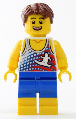 LEGO Beach Tourist with Surfer Tank Top and Yellow Boots (twn335) Town / City Minifigure