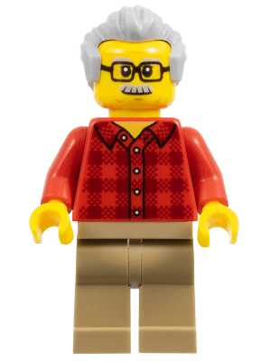 Grandfather - Red Plaid Flannel Shirt, Dark Tan Legs, Light Bluish Gray Hair