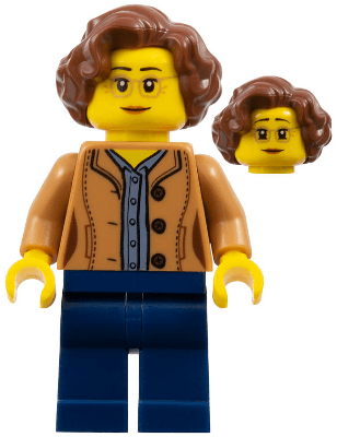 LEGO Female Medium Nougat Glasses and Shirt (twn384) Town / City Minifigure