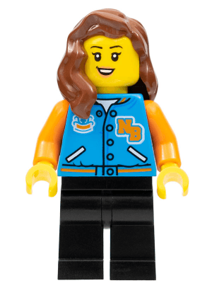 LEGO Female with Sports Jacket Reddish Brown Hair (twn393) Town / City Minifigure