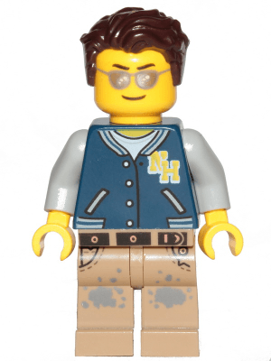 LEGO Male Driver with Dark Blue Jacket Dark Brown Hair (twn396) Town / City Minifigure