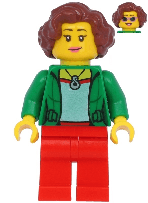 LEGO Female with Green Jacket Reddish Brown Hair (twn399) Town / City Minifigure