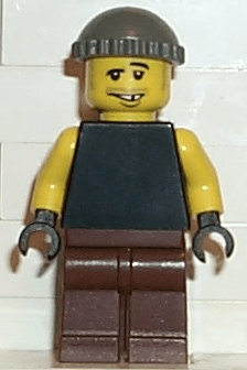 LEGO Plain Black Torso with Yellow Arms Dark Gray Knit Cap (wc011) Town / City Minifigure
