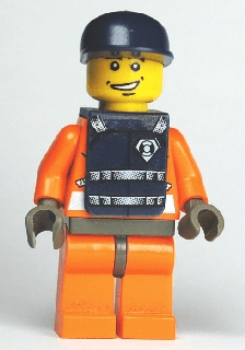 LEGO Coast Guard World City Dark Blue Cap Dark Blue Vest with Straps and Coast Guard Logo Sticker (wc012s) minifigure