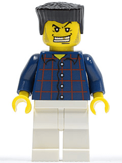 LEGO Plaid Button Shirt Black Flat Top White Teeth with Gold Tooth Stubble (wc028) minifigure