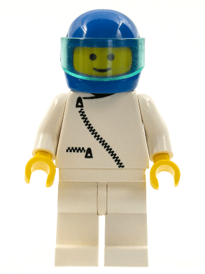 Jacket with Zipper - White, White Legs, Blue Helmet, Trans-Light Blue Visor