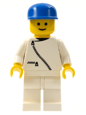 Jacket with Zipper - White, White Legs, Blue Cap