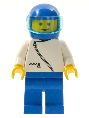 Jacket with Zipper - White, Blue Legs, Blue Helmet, Trans-Light Blue Visor
