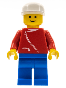 Jacket with Zipper - Red, Blue Legs, White Cap