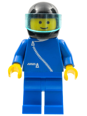 Jacket with Zipper - Blue, Blue Legs, Black Helmet, Trans-Light Blue Visor