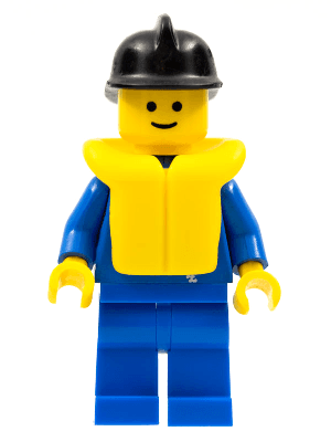 Jacket with Zipper - Blue, Blue Legs, Black Fire Helmet, Life Jacket