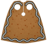 Minifigure Cape Cloth, Standard - Spongy Stretchable Fabric - 3.9cm Height with Medium Nougat and White Sides with Dark Orange Gingerbread Dots, White Icing, Black Outline Pattern