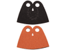 Minifigure Cape Cloth, Short, Drop Shape Middle Hole with Black with Fur Pattern and Dark Orange Sides