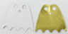 Minifigure Cape Cloth, Scalloped 5 Points (Batman) - Traditional Starched Fabric with White and Gold Sides