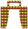 Cloth Curtain with Red, Yellow, and Green Pattern