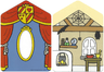 Plastic Part for Sets  3615 and 9131 - Room Backdrop with Shield, Drapes, and Mirror / Alchemy Laboratory Pattern