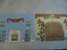 Plastic Part for Sets  3615 and 9131 - Scene Backdrop with Room Interior with Fireplace / Castle Gate Pattern