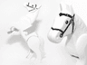 Horse, Movable Legs with Black Eyes, White Pupils and Black Bridle Pattern
