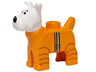 Dog, Wire Fox Terrier with Molded Orange Spacesuit and Printed Silver Belt and Black Eyes and Nose Pattern (Snowy)