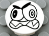 Tile, Round 2 x 2 with Bottom Stud Holder with Black Large Eyes and Scowl with Sharp Teeth (Nixel Face) Pattern