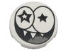 Tile, Round 2 x 2 with Bottom Stud Holder with Black Star Eyes and Smile with Sharp Teeth (Nixel Face) Pattern