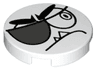 Tile, Round 2 x 2 with Bottom Stud Holder with Black Stern Eye, Eyebrows, Eye Patch and Closed Mouth with 2 Sharp Teeth (Nixel Face) Pattern