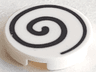 Tile, Round 2 x 2 with Bottom Stud Holder with Spiral Black Pattern