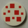 Tile, Round 2 x 2 with Bottom Stud Holder with Red Squares Pattern (Minecraft Cake Frosting)